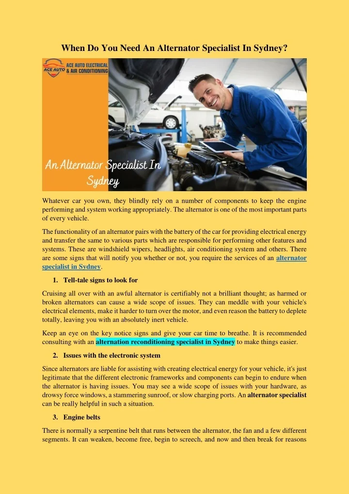 PPT When Do You Need An Alternator Specialist In Sydney PowerPoint