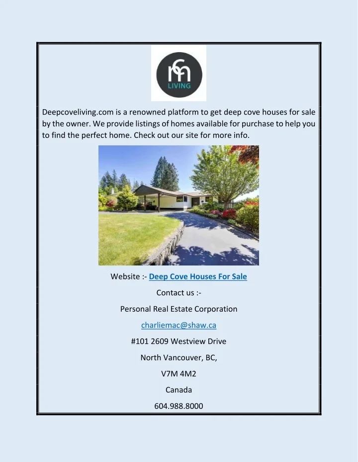 PPT Deep Cove Houses For Sale PowerPoint