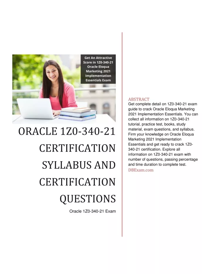 PPT - 1Z0-340-21_ Oracle Eloqua Marketing 2021 Implementation 