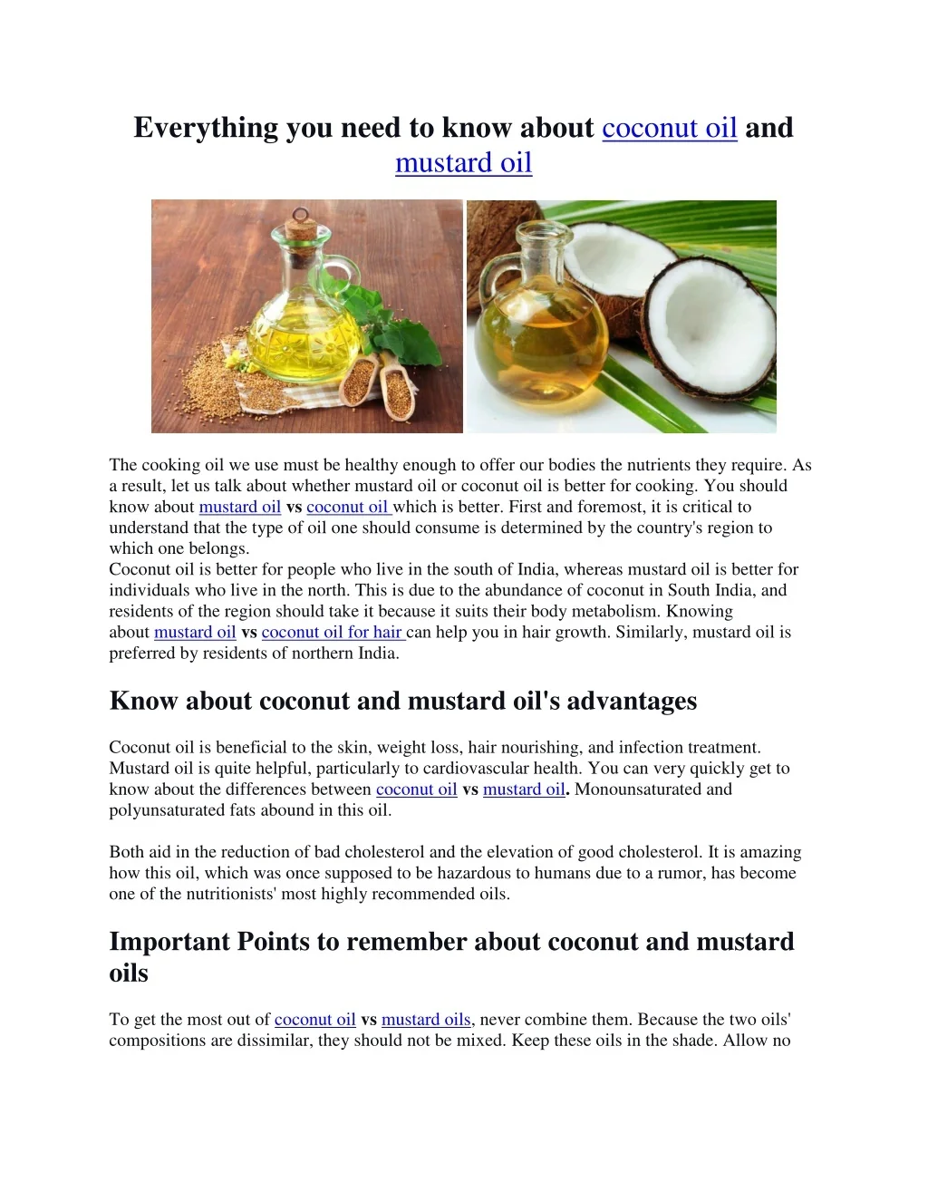 PPT Everything you need to know about coconut oil and mustard oil