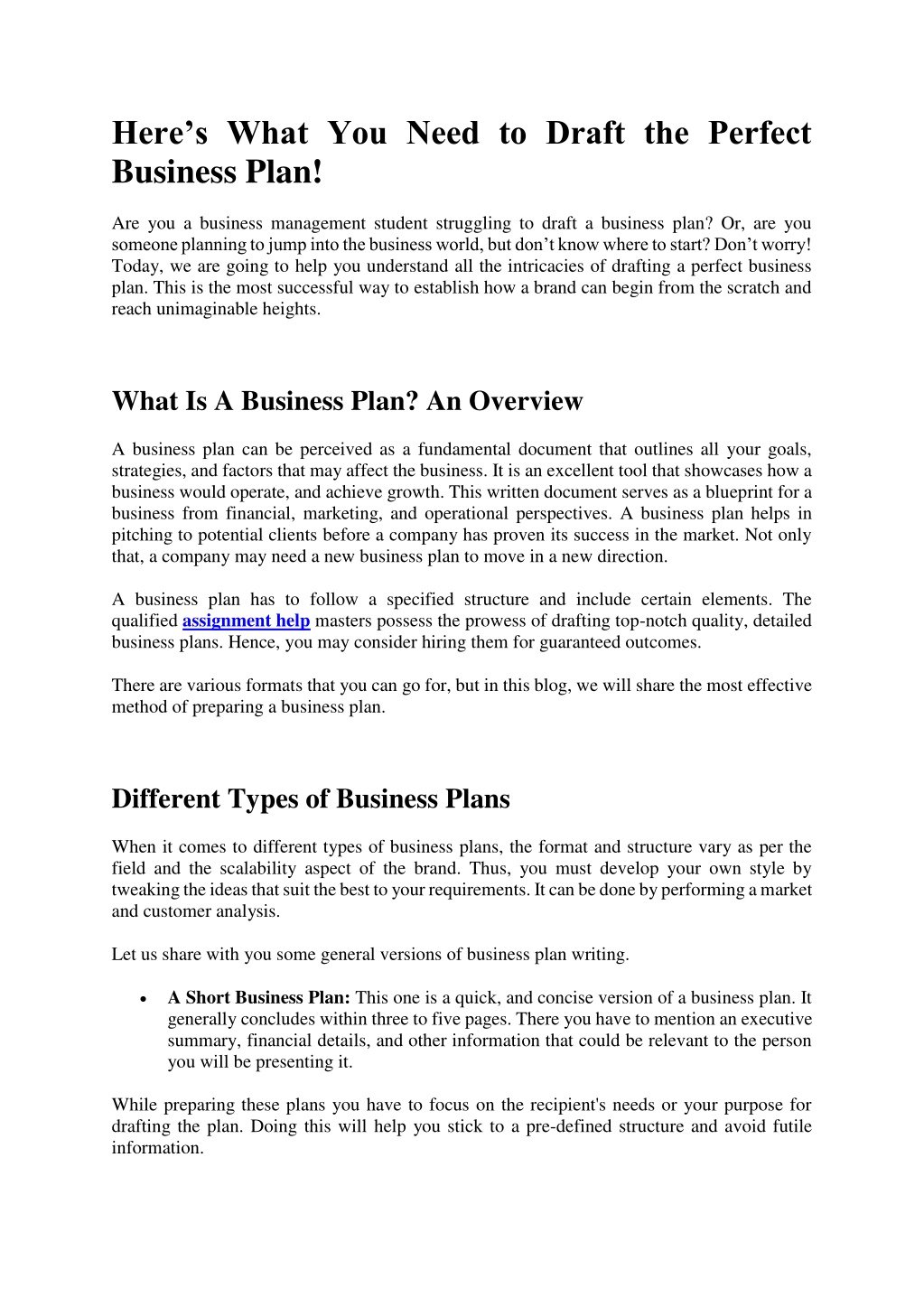 how do you draft a business plan