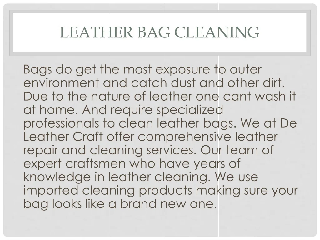 PPT Leather Bag Cleaning PowerPoint Presentation, free download ID