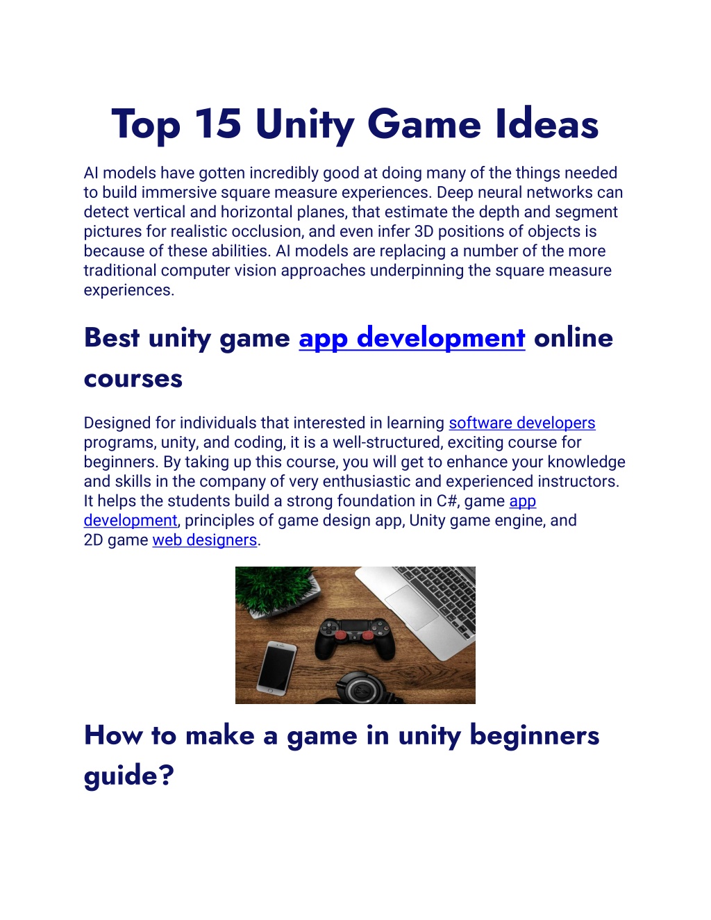 Ppt Top 15 Unity Game Ideas Powerpoint Presentation Free Download