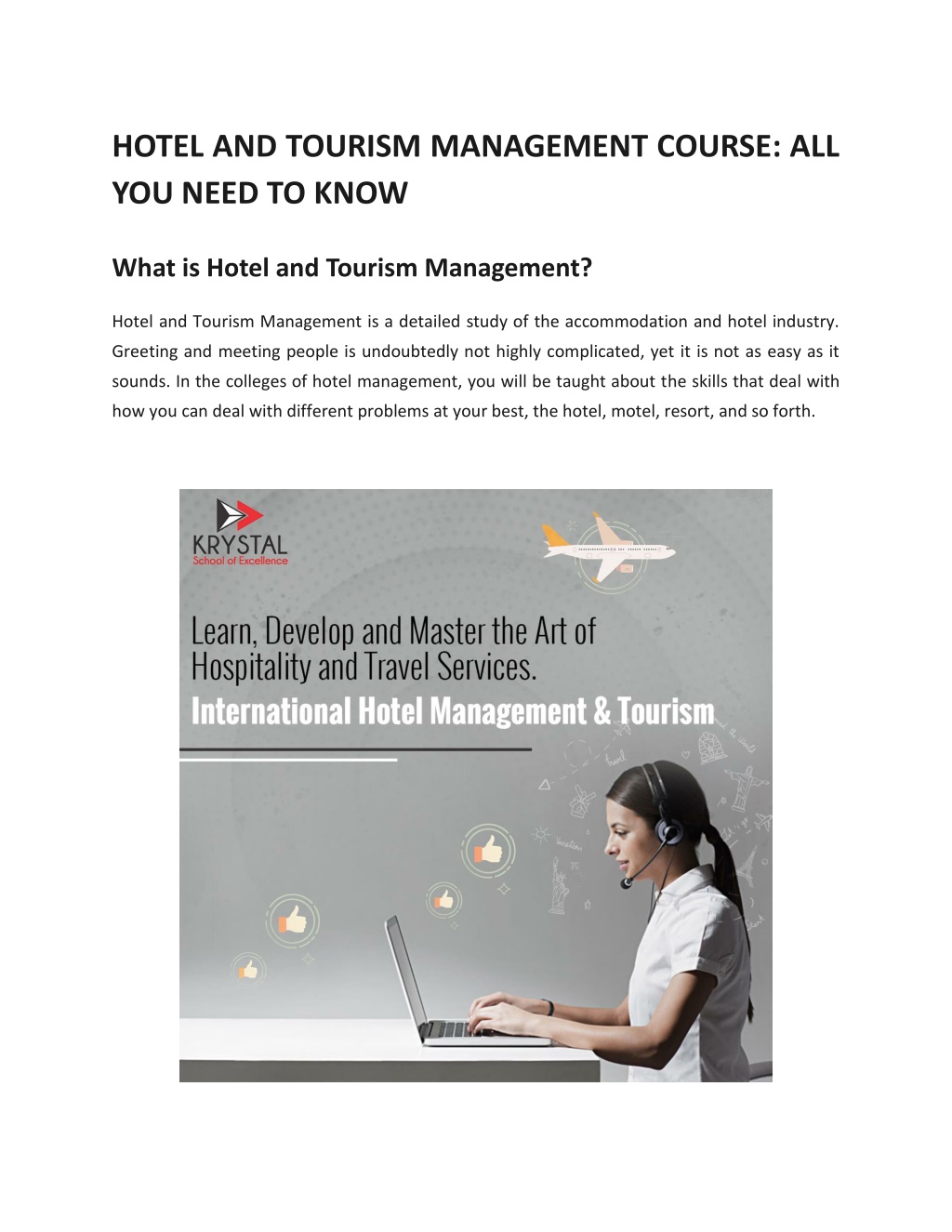 hotel & tourism management course