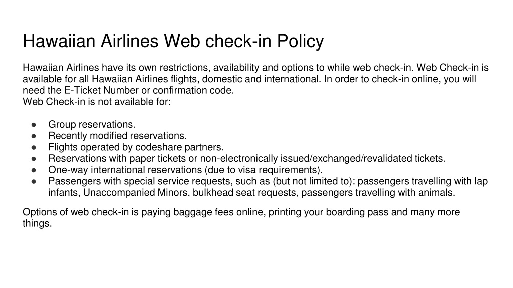 Ppt hawaiian airlines check in policy powerpoint presentation free
