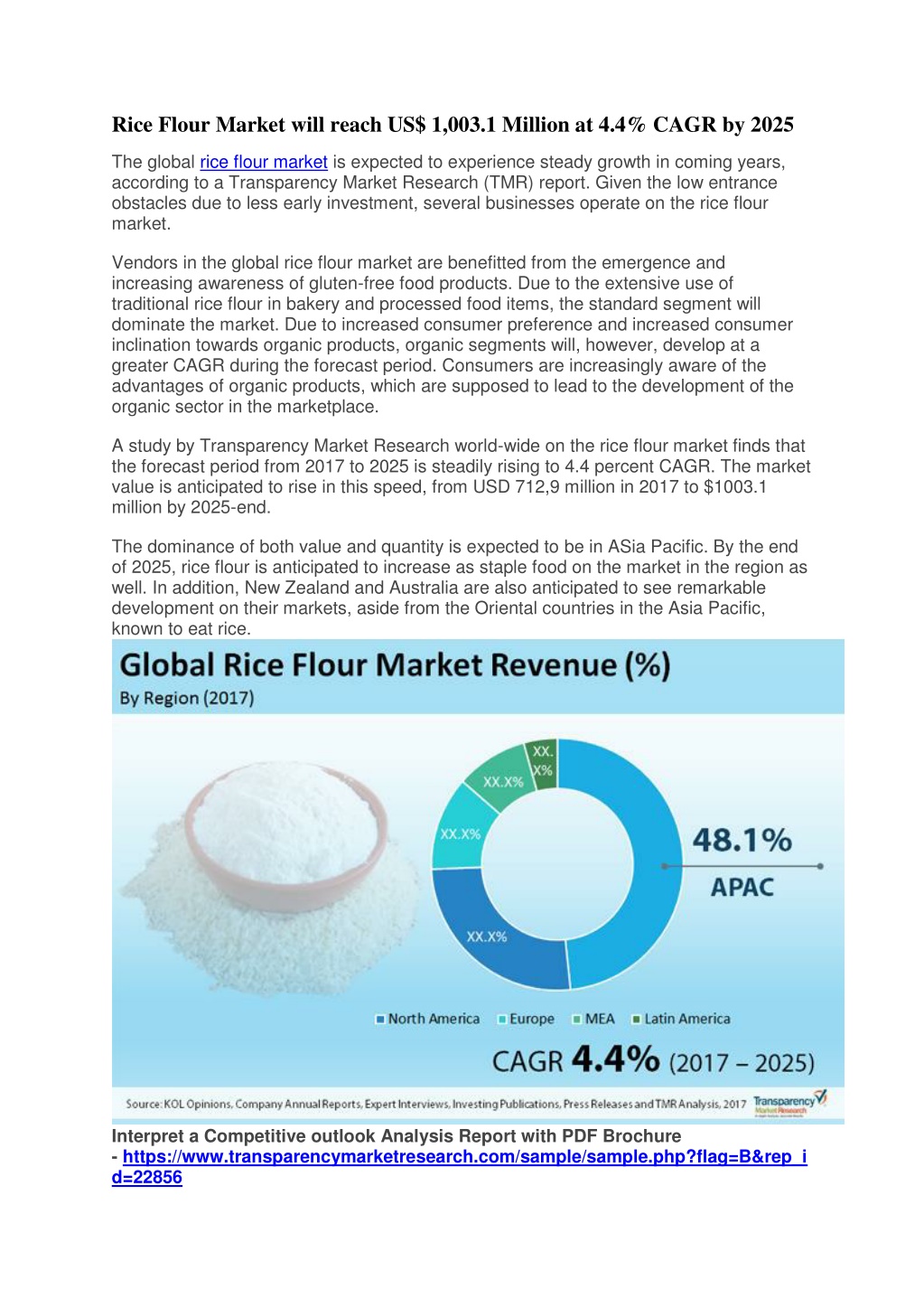 PPT Rice Flour Market will reach US 1,003.1 Million at 4.4 CAGR by