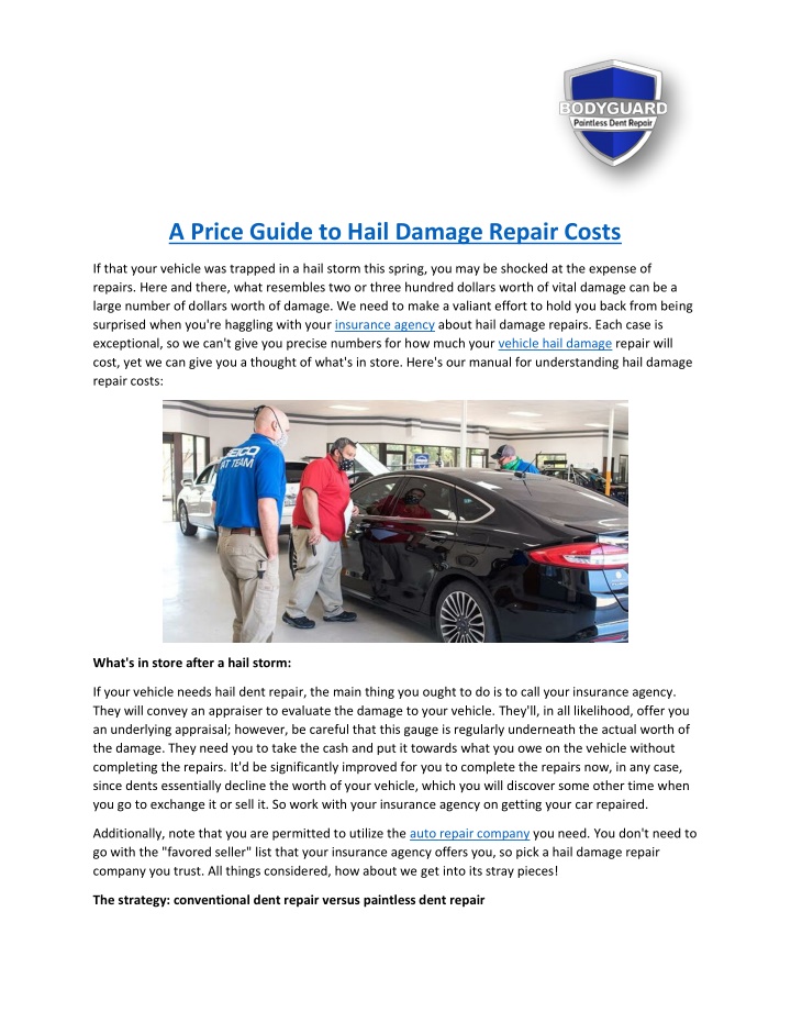 PPT A Price Guide to Hail Damage Repair Costs PowerPoint Presentation ID10810614