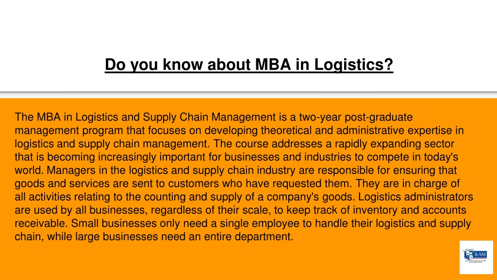 PPT - Do you know about MBA in Logistics? PowerPoint Presentation, free ...