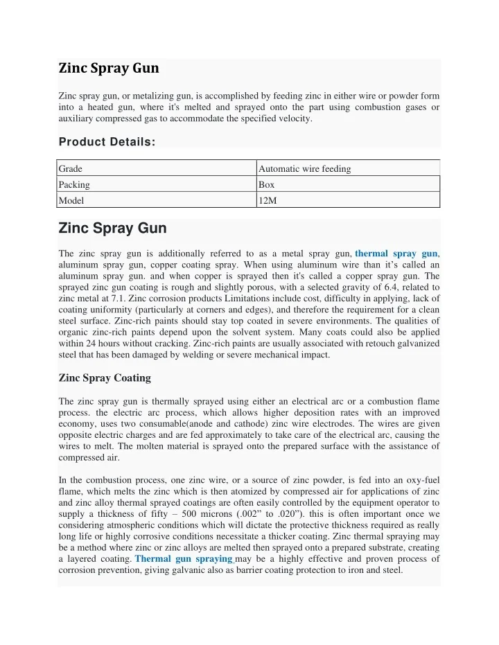 PPT Zinc Spray Gun Zinc Metalizing Spray Coating in India
