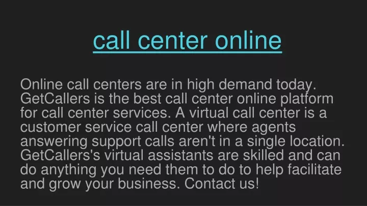 PPT - call center online PowerPoint Presentation, free download - ID ...