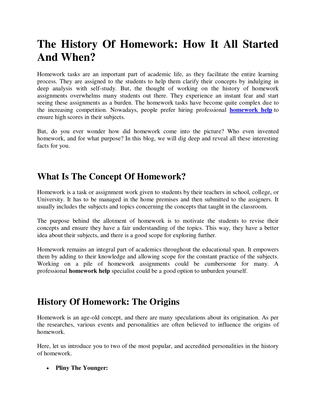 origin of homework