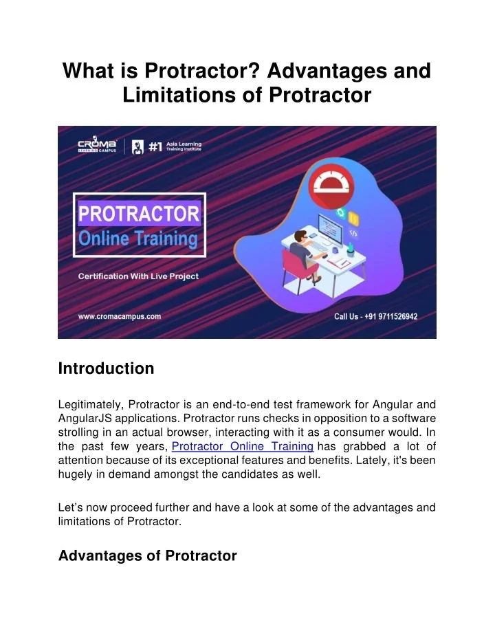 PPT What is Protractor? Advantages and Limitations of Protractor