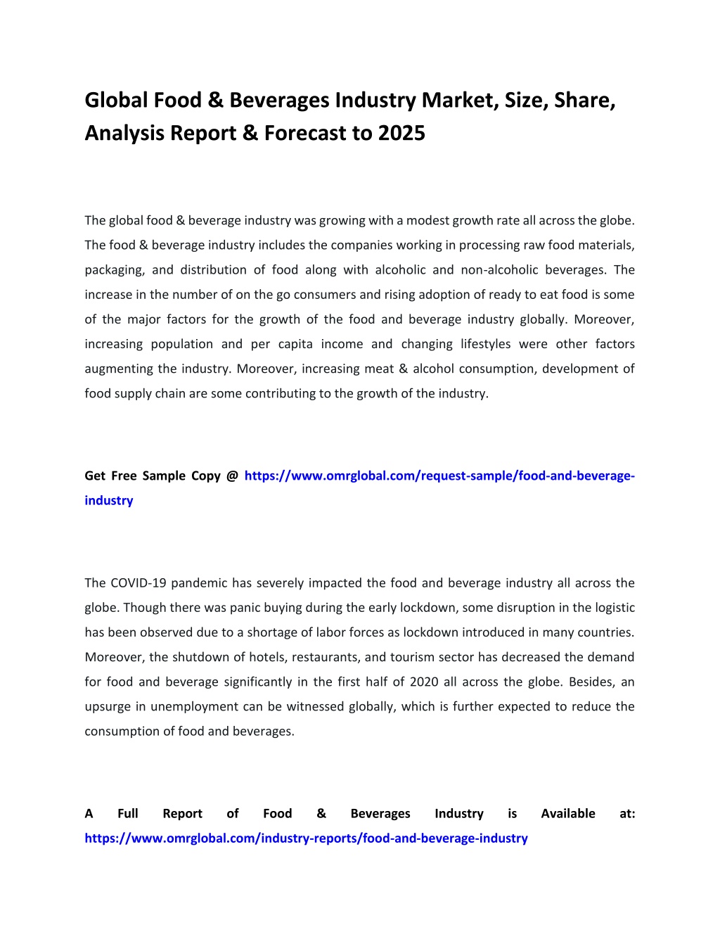 PPT - Global Food & Beverages Industry Market PowerPoint Presentation ...