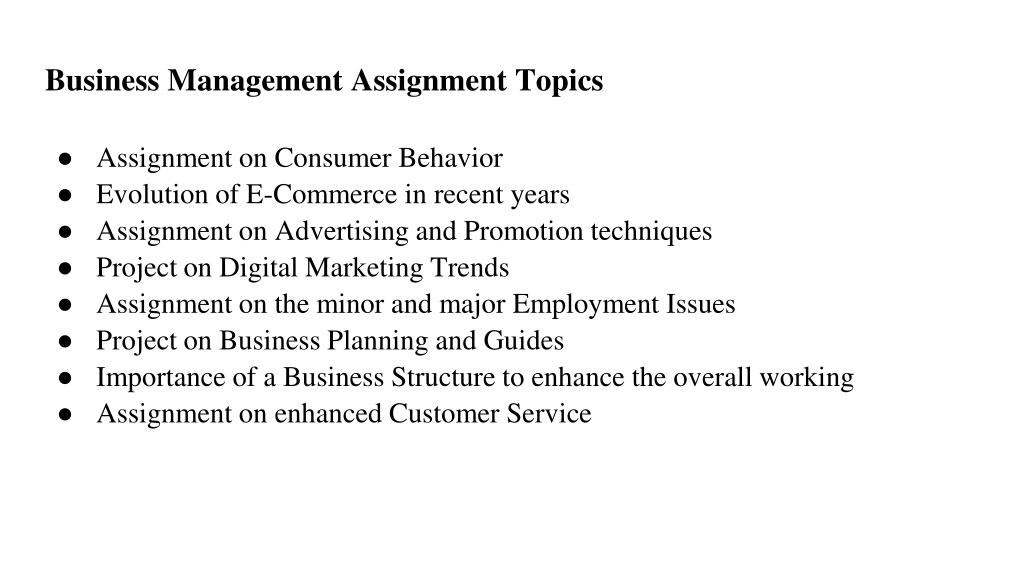 business management assignment topics