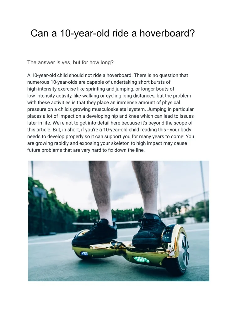 PPT Can a 10yearold ride a hoverboard? PowerPoint Presentation