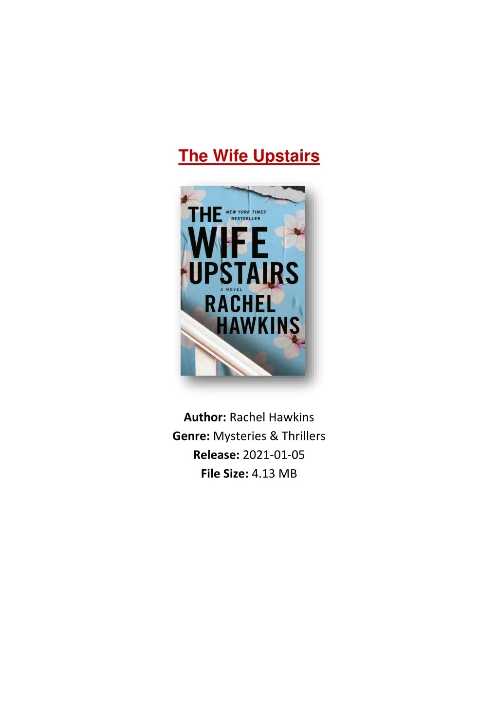 PPT [PDF] Free Download The Wife Upstairs By Rachel Hawkins