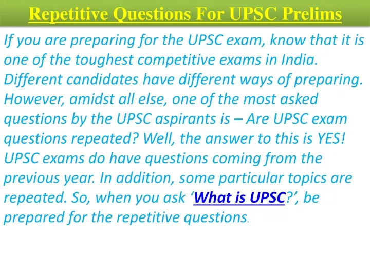 PPT - Repetitive Questions For UPSC Prelims PowerPoint Presentation ...