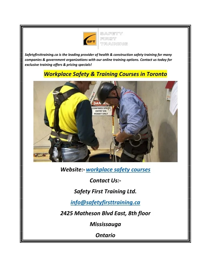 PPT Workplace Safety & Training Courses in Toronto PowerPoint