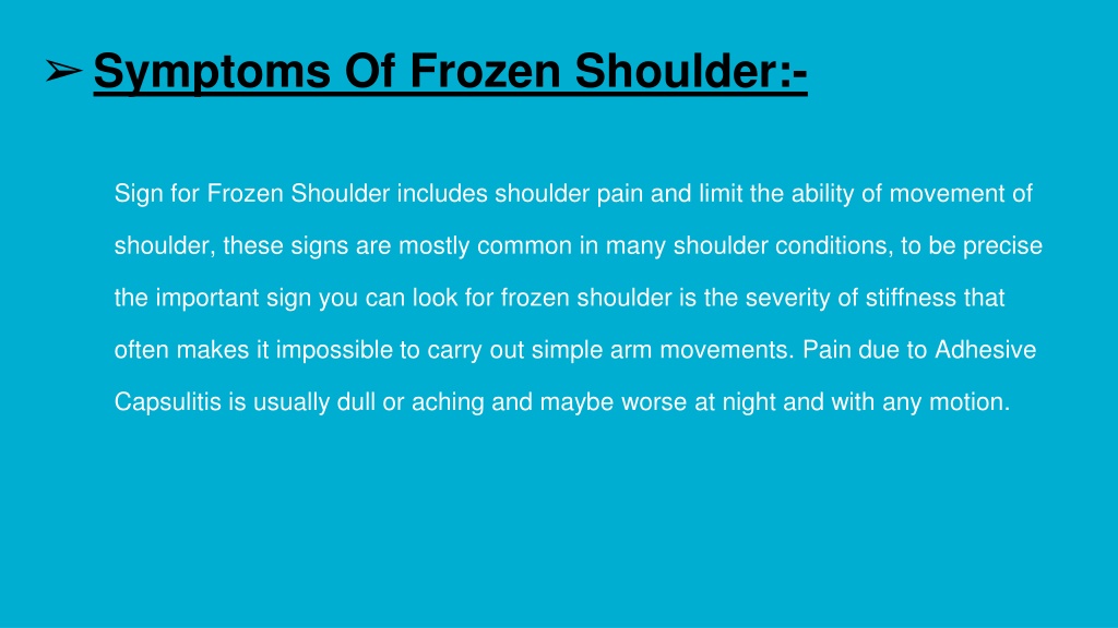 PPT - Frozen Shoulder Symptoms and Treatment at Home. PowerPoint ...