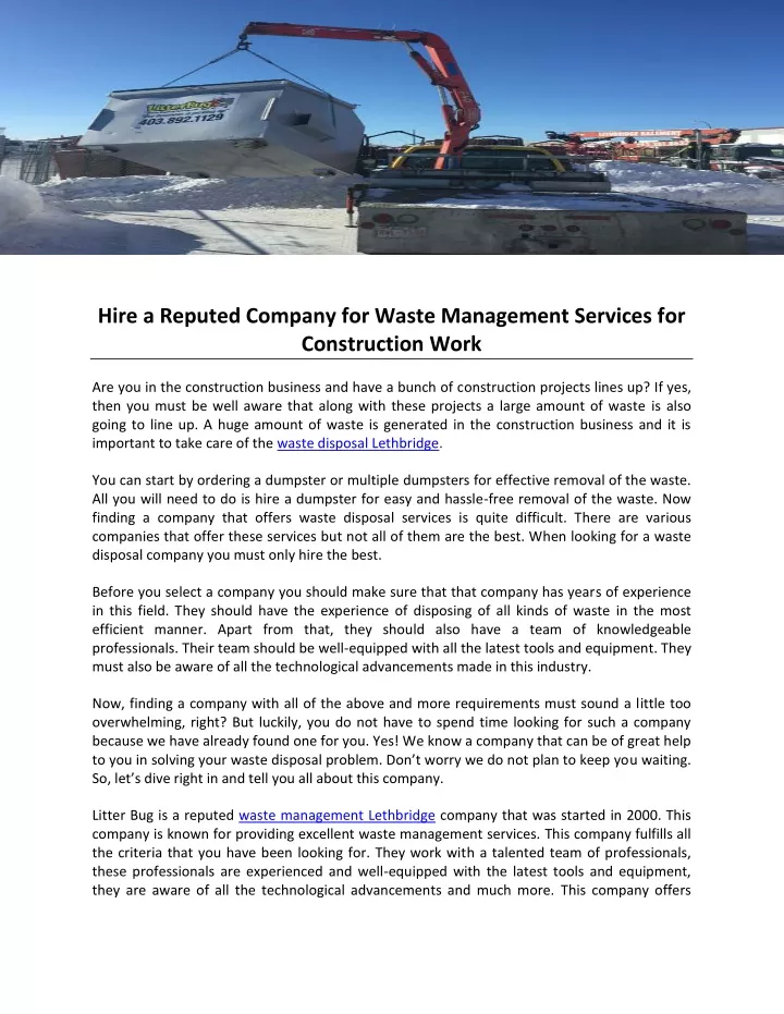 PPT - Hire a Reputed Company for Waste Management Services for ...