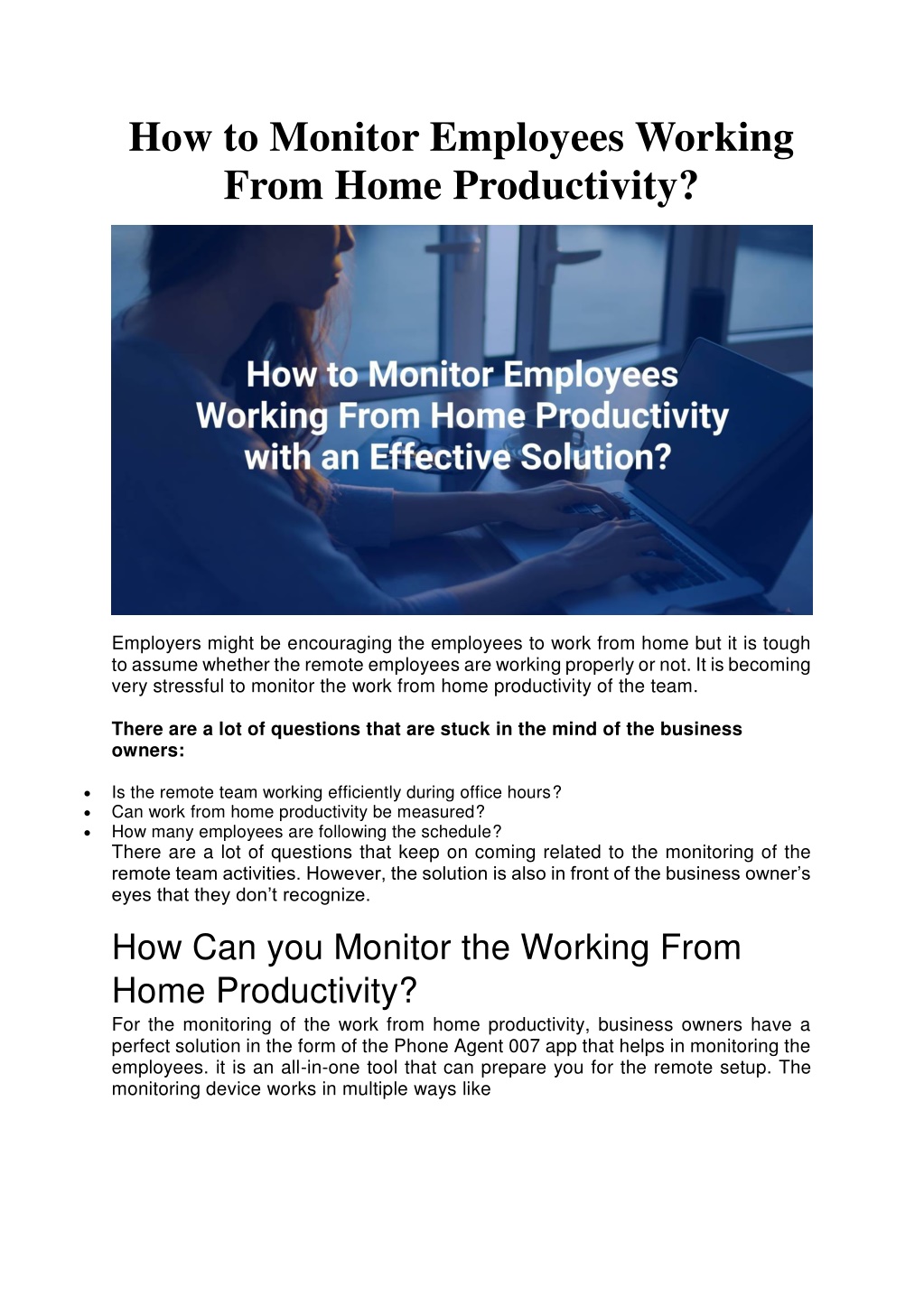 PPT - How To Monitor Employees Working From Home Productivity ...