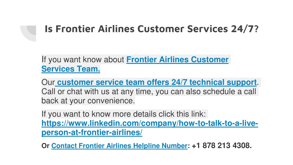 PPT Frontier Airlines Customer Services Number 1 (878) 213 4308