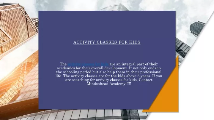 activity classes for kids n.