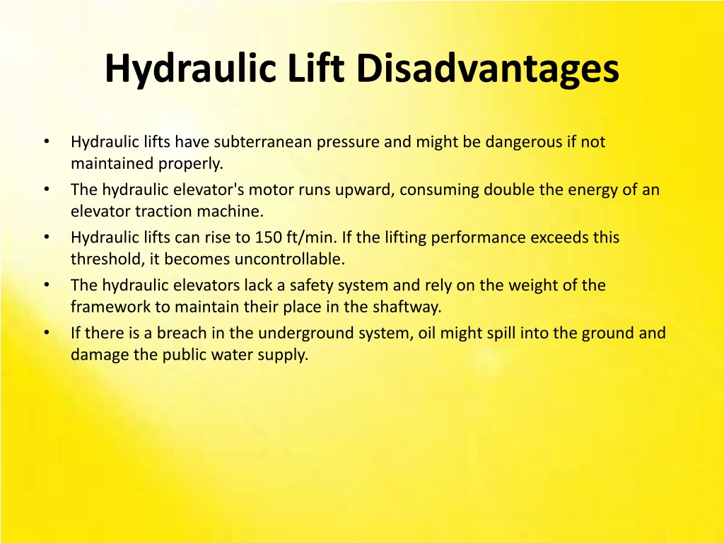 PPT Advantages & Disadvantages Traction And Hydraulic Elevator