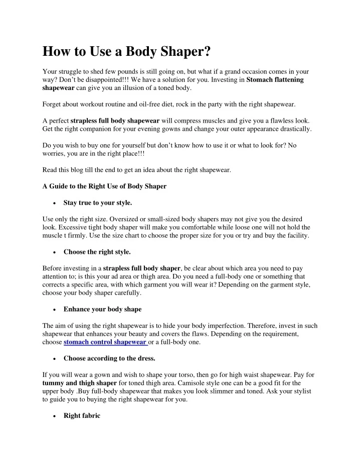 PPT How to Use a Body Shaper PowerPoint Presentation, free download