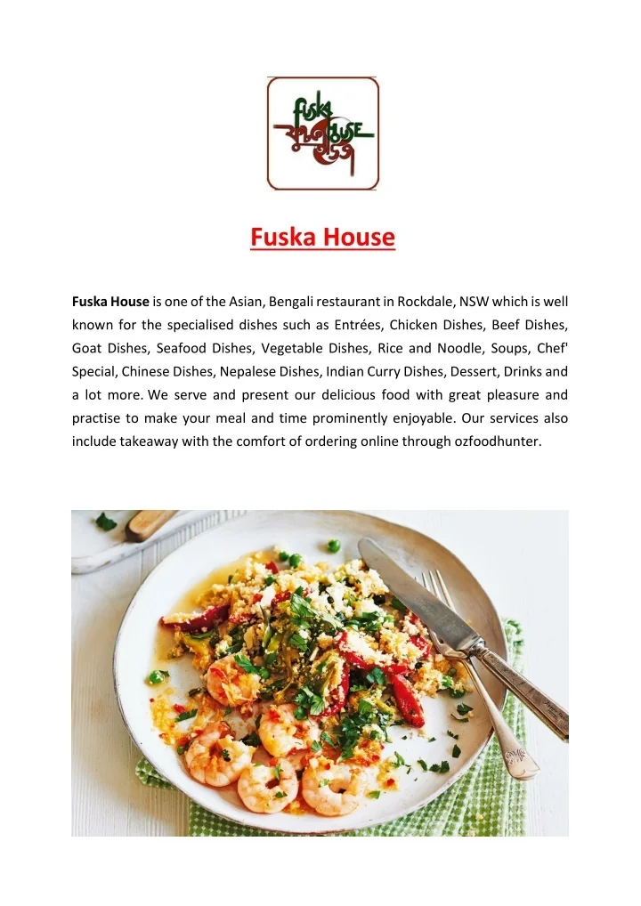 PPT 5 off Fuska House Rockdale Menu, NSW PowerPoint Presentation, free download ID10834577