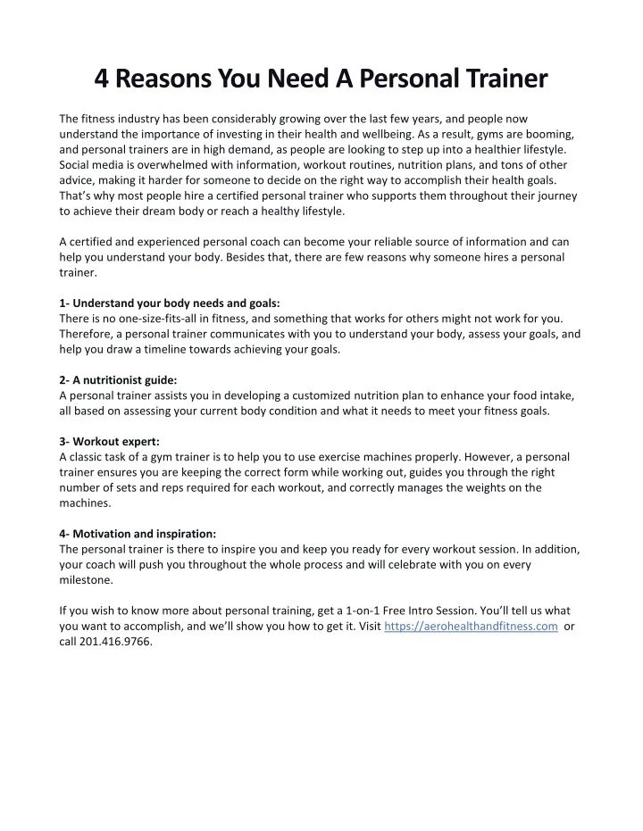 PPT - 4 Reasons You Need A Personal Trainer PowerPoint Presentation ...