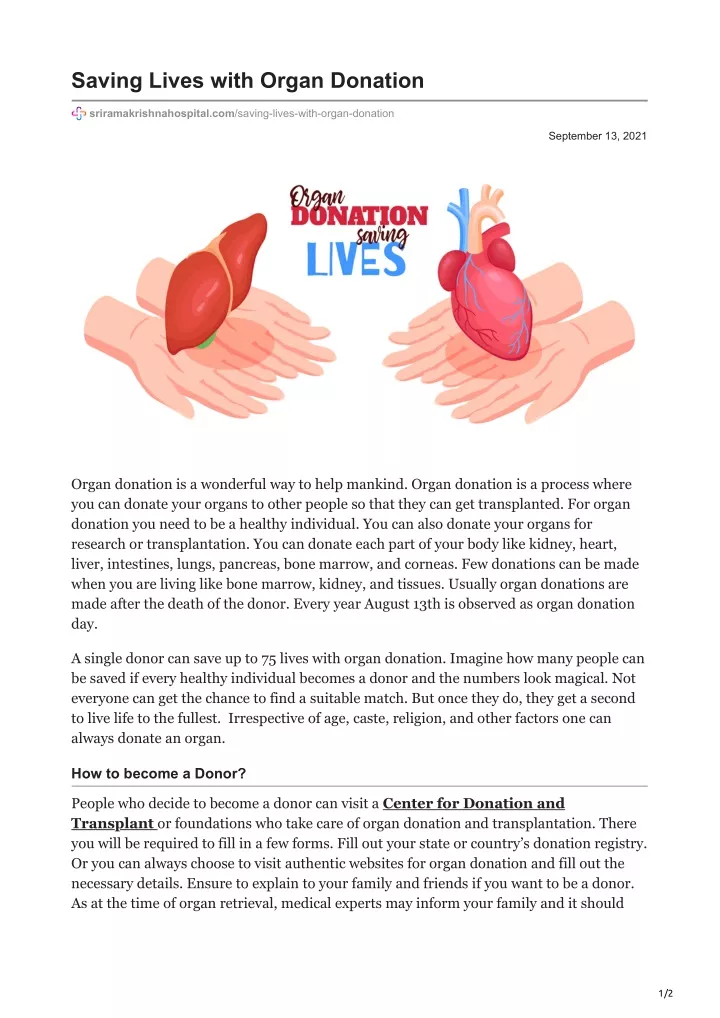 Ppt Saving Lives With Organ Donation Powerpoint Presentation Free