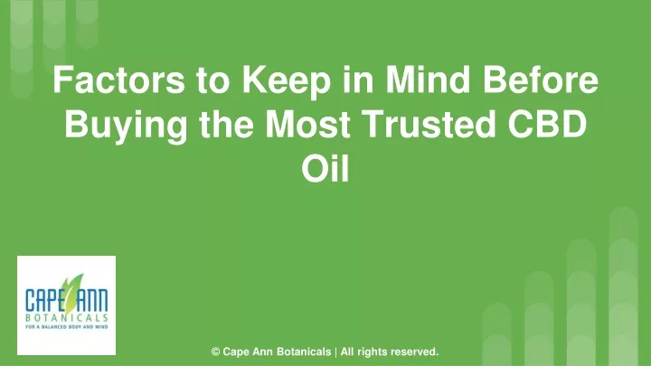 Ppt Factors To Keep In Mind Before Buying The Most Trusted Cbd Oil Powerpoint Presentation