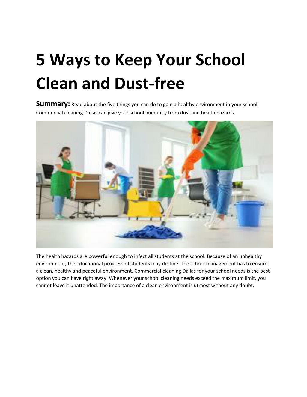 speech about keep your school clean campaign