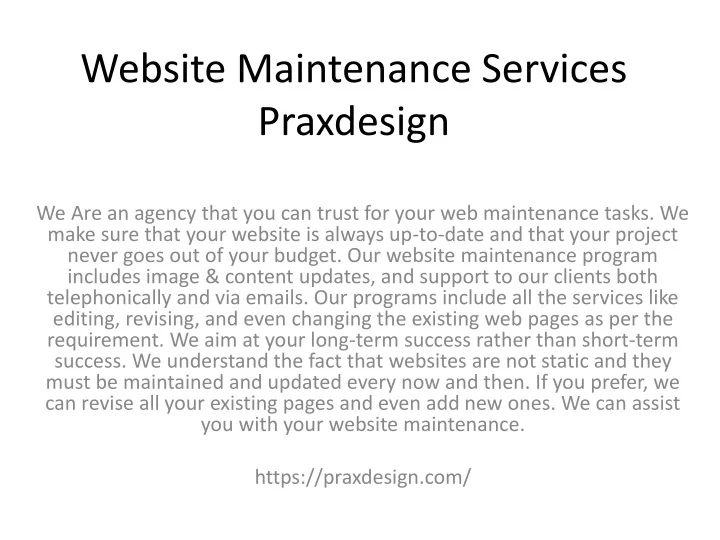 PPT - Website Maintenance Services Praxdesign PowerPoint Presentation ...