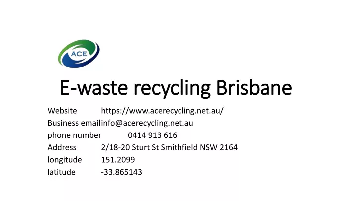 PPT - E Waste Recycling Brisbane PowerPoint Presentation, Free Download ...