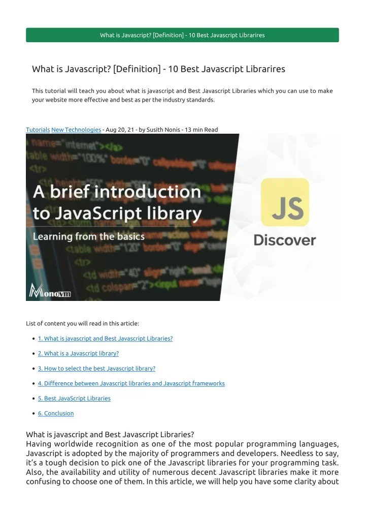 PPT - best-javascript-libraries PowerPoint Presentation, free download ...