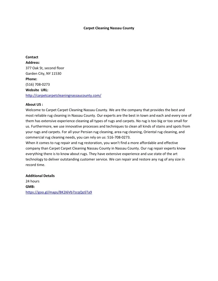PPT Carpet Cleaning Nassau County PowerPoint Presentation, free