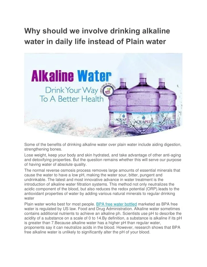 PPT Why should we involve drinking alkaline water in daily life instead of Plain water