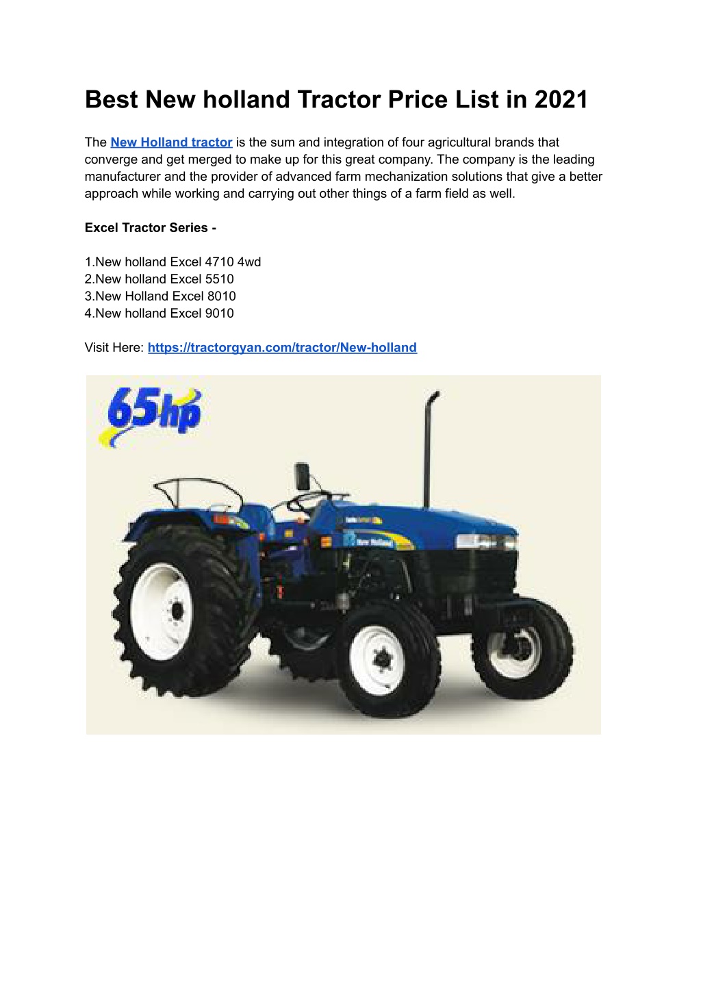 PPT Best New holland Tractor Price List in 2021 PowerPoint