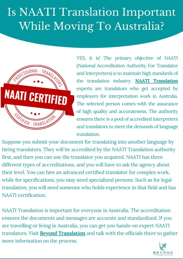 PPT Is NAATI Translation Important While Moving To Australia