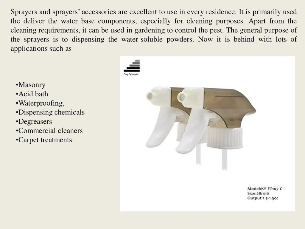 PPT Designing And Multipurpose Sprayers Accessories PowerPoint Presentation ID10845828