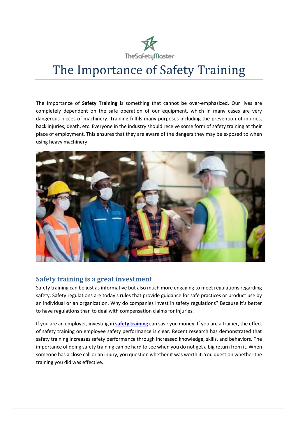 PPT - The Importance of Safety Training PowerPoint Presentation, free ...