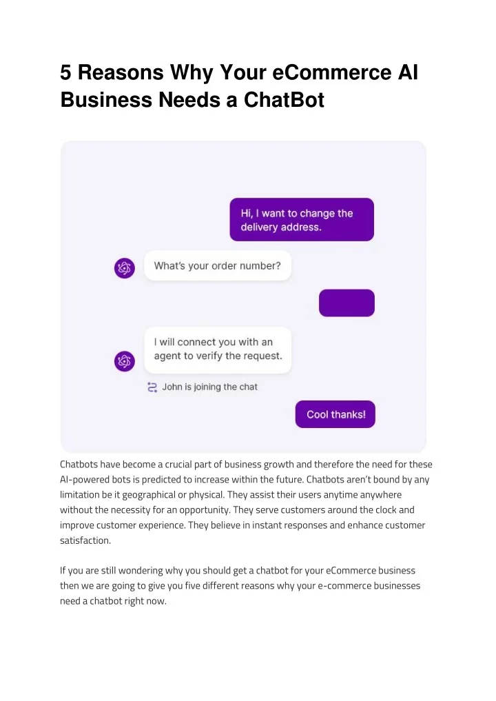 PPT - 5 Reasons Why Your eCommerce AI Business Needs a ChatBot | AppsAI ...