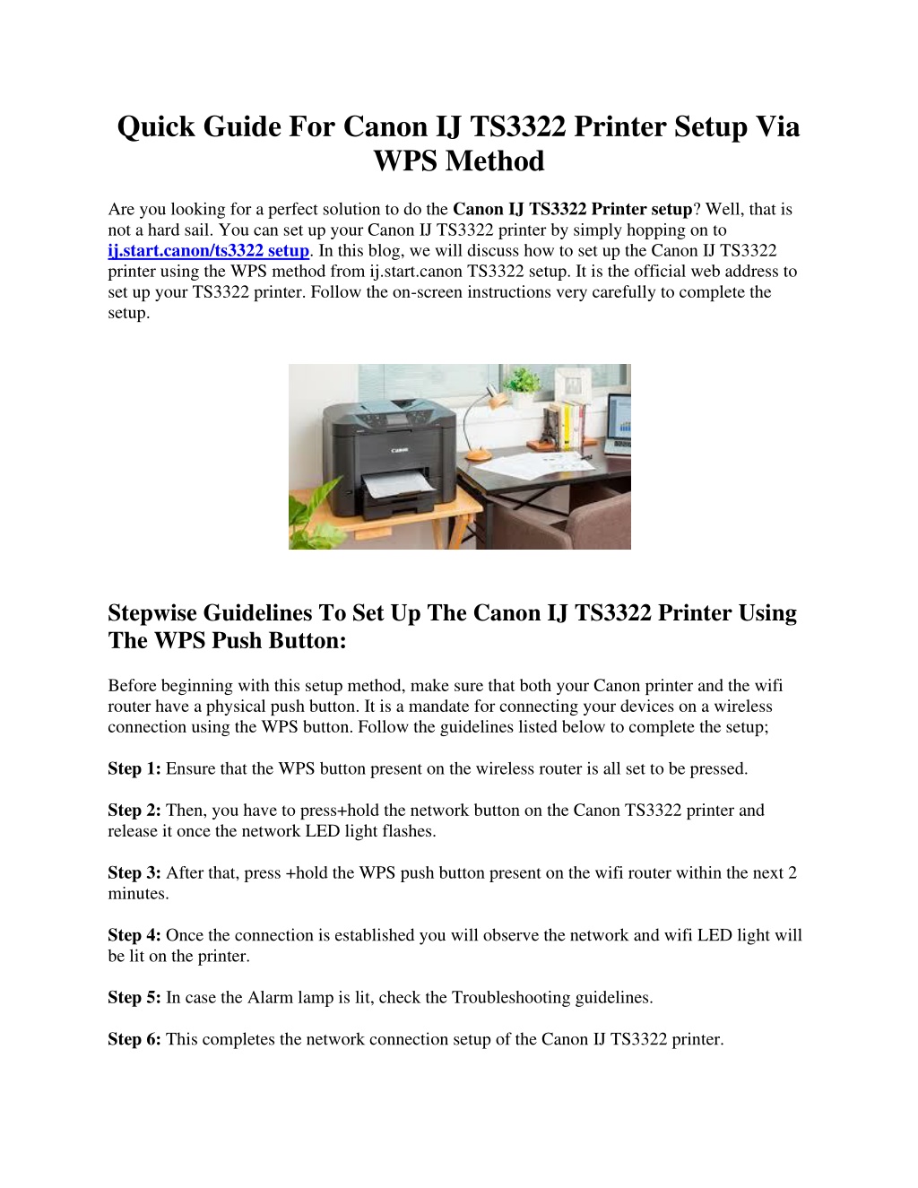 Ppt Quick Guide For Canon Ij Ts3322 Printer Setup Via Wps Method Powerpoint Presentation Id 7198