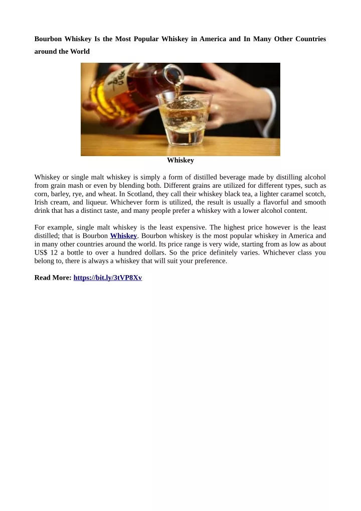 PPT - Bourbon Whiskey Is The Most Popular Whiskey In America And In ...