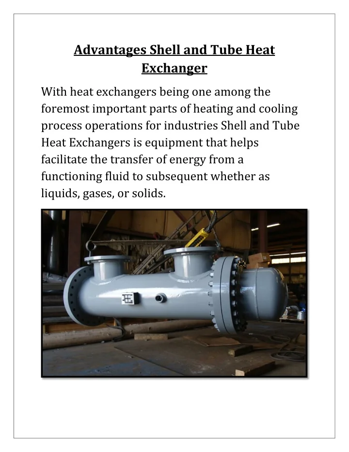 PPT - Advantages Shell and Tube Heat Exchanger PowerPoint Presentation ...