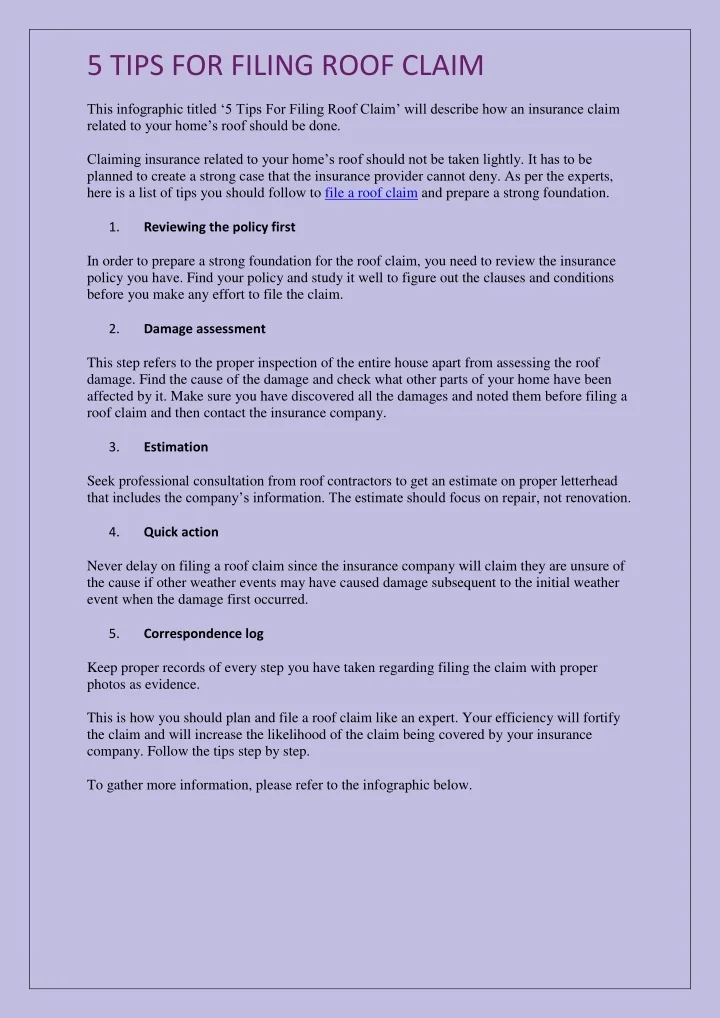 PPT - 5 Tips For Filing Roof Claim PowerPoint Presentation, free ...