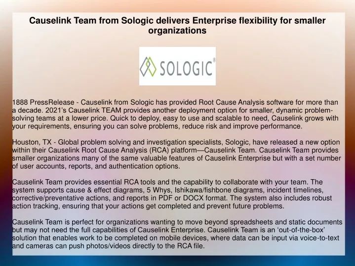 causelink team from sologic delivers enterprise n.