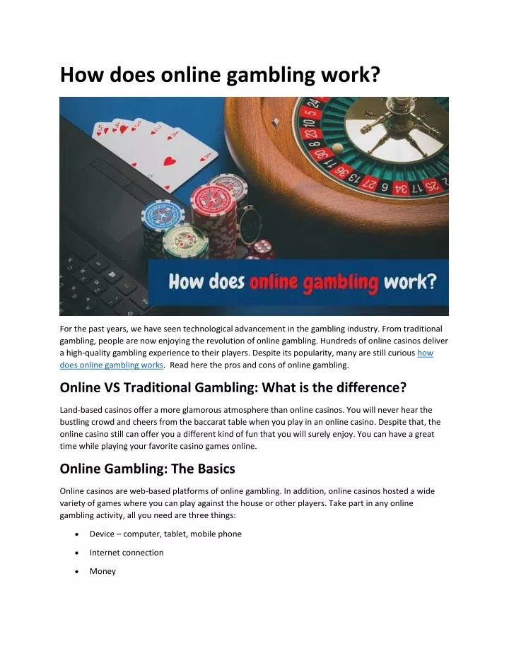 Ppt how does online gambling work powerpoint presentation free
